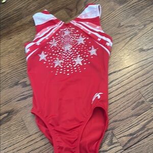 Red Star Patterned Gymnastics USA Leotard Olympic